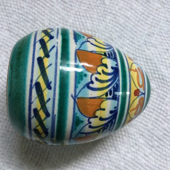 Hand-painted ceramic egg egg-shaped paperweight made in Italy - Picture 4 of 6